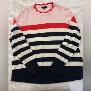 J. Crew Pink and Red Striped Sweater